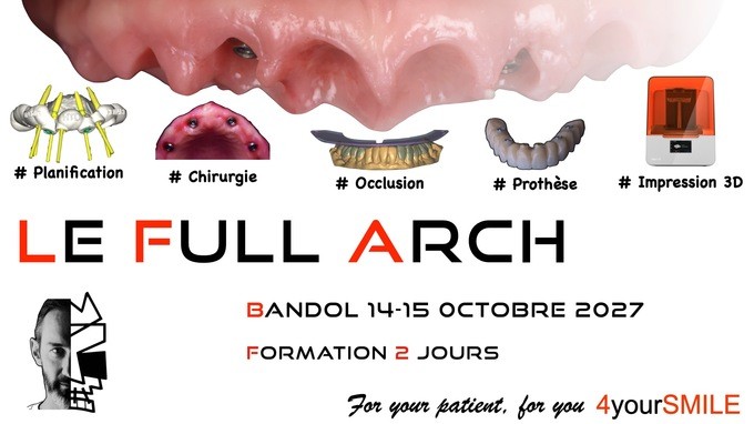 Affiche de la formation Le Full Arch du Dr Matthieu Collin à Bandol, 14-15 octobre 2027